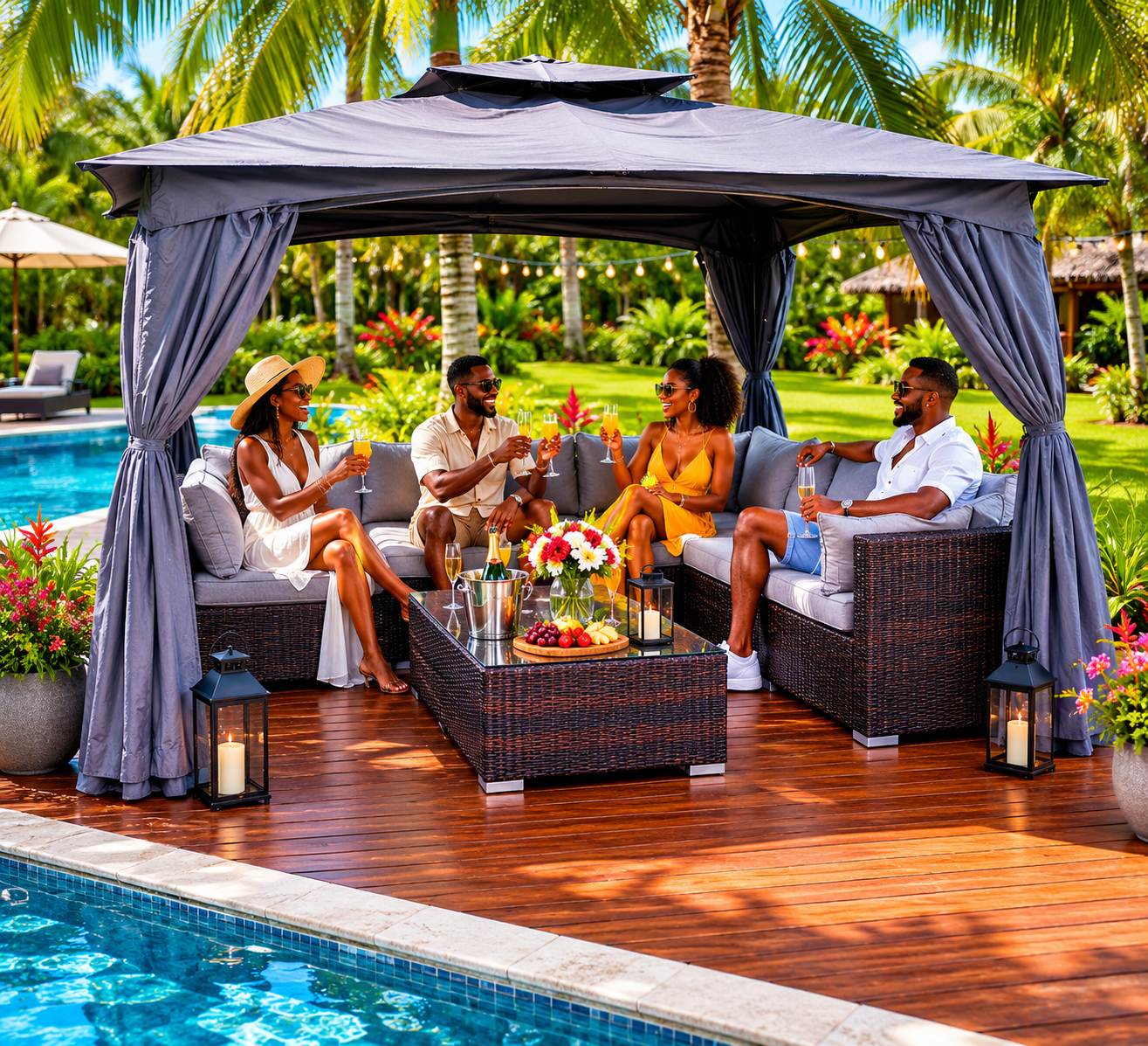 Oslo UV-Resistant Rattan Garden Furniture Set – Corner Sofa, Chair & Tables